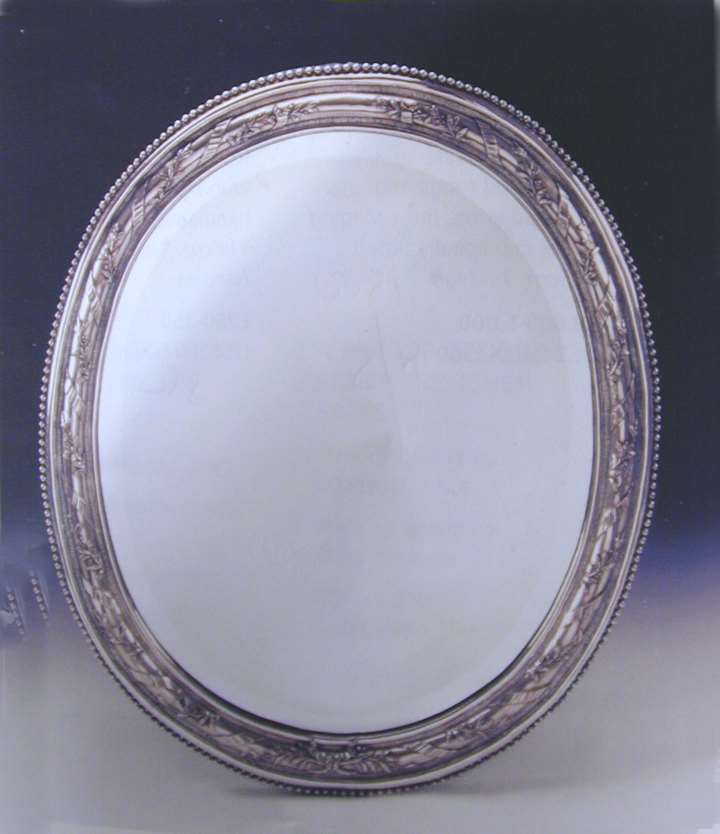 Belgian silver oval frame with mirror, Ghent, 1779, probably by Carel de Rynck